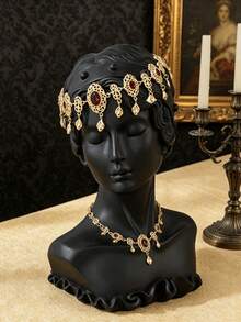 1pc Handmade Moroccan Gold Metal Pendant Necklace/Headpiece, Versatile Bridal Jewelry, Middle Eastern Style Ramadan Gift - Gold - View 8