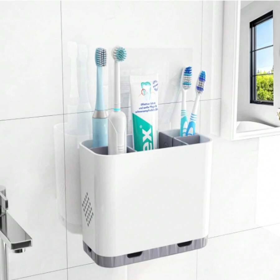 Soportes para cepillos de dientes y pasta dental para encimeras de baños - Juego de 5 soportes desmontables para cepillos de dientes eléctricos infantiles, montaje en pared - MULTI - Ver 1
