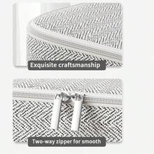 大容量衣物收纳袋（带拉链和提手），布艺收纳袋，适用于收纳毯子、被子、床上用品，可用于衣柜整理和搬家，尺寸：22 x 17.72 x 22 英寸 - 灰色 - 查看 8
