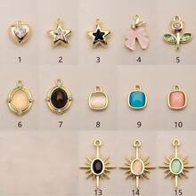1 Buah Set Liontin Berlapis Emas, Bentuk Hati/Bintang/Bunga/Matahari/Elemen Batu Permata Geometris, Liontin Perhiasan DIY Elegan dan Serbaguna - matahari - View 6