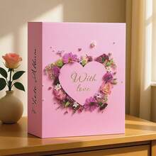 1pc - New Pink Floral 4R 6-Inch Photo Album, 100 Pages, Acid-Free Inner Pages, Foil Stamping, Family Wedding Memory Book, Romantic Rose Print Album, Hard Cover Large Capacity Photo Storage, Couple Gift - Multicolor - View 7