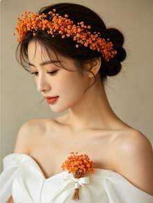 48 piezas de flores artificiales mini realistas con respiración (aproximadamente 10 cm), flores falsas de Gypsophila naranja, tono naranja elegante adecuado para: fiestas, decoración del hogar, centros de mesa para comedor, bodas y compromisos, graduaciones, envoltura de regalos DIY, tarjetas, suministros de artesanía de resina, decoraciones del Día de la Madre y Navidad, acentos florales interiores/exteriores, boutonnières, relleno de jarrones - Aliento de bebé - Ver 2