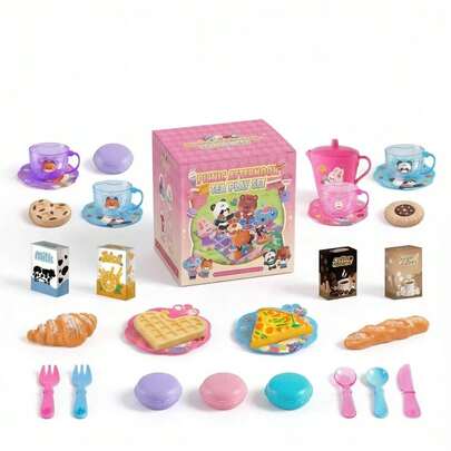 25pcs/Set Girls' Tea Party Playset, Pretend Play Tea Set, Princess Afternoon Tea Kitchen Toys With Teapot And Teacups, Suitable For Birthday And Easter Gifts, Toddlers