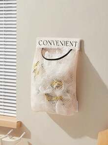 1 pièce Sac à ordures ménagères, sac de rangement en plastique grande capacité, sac de rangement pour ordures de cuisine monté au mur, organisateur de sac, sac de rangement, sac de rangement suspendu en maille pour aliments et fruits de cuisine, accessoire de rangement de sac à ordures de cuisine, sac en maille à bandes , sac réutilisable - Multicolore - Voir 3