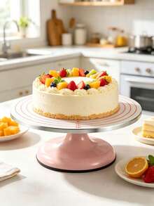 1/2pcs Platinum Silicone Cake Turntable Non-Slip Mat, Thick Round Non-Slip Mat With Scale Markings Suitable For Rotating Cake Stand, Reusable Baking Accessory - View 3