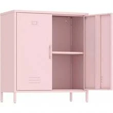 Metal Locker Cabinet Metal Storage Cabinets With Adjustable Shelf And 2 Doors For Home Office Classroom (Pink) - màu xanh lá - Xem 1