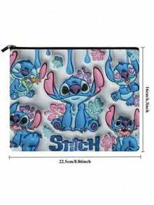 1 chiếc túi đựng mỹ phẩm đa năng nhẹ, có khóa kéo, dành cho nữ, họa tiết hoạt hình Stitch của Disney, chất liệu polyester bền, thiết kế hoạt hình dễ thương, dung tích lớn. - Nhiều màu - Xem 5