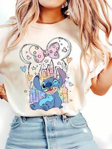 Disney Stitch Shirt, Mickey Castle Tee, Dog Lover T-Shirt, Lilo And Stitch Tee, Minnie Bow Shirt, Magic Kingdom Shirt, Disneyland Shirt - 白色 - 查看 1