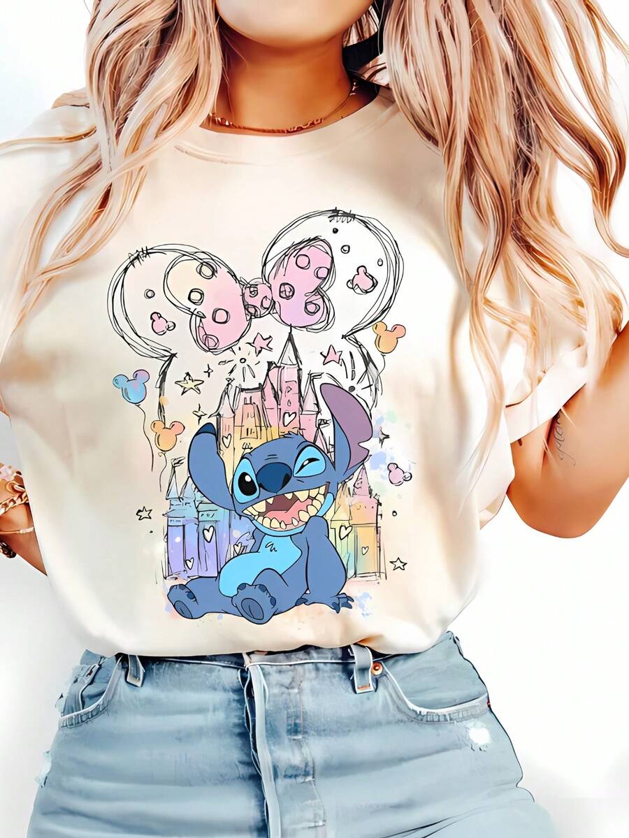 Disney Stitch Shirt, Mickey Castle Tee, Dog Lover T-Shirt, Lilo And Stitch Tee, Minnie Bow Shirt, Magic Kingdom Shirt, Disneyland Shirt - 白色 - 查看 1