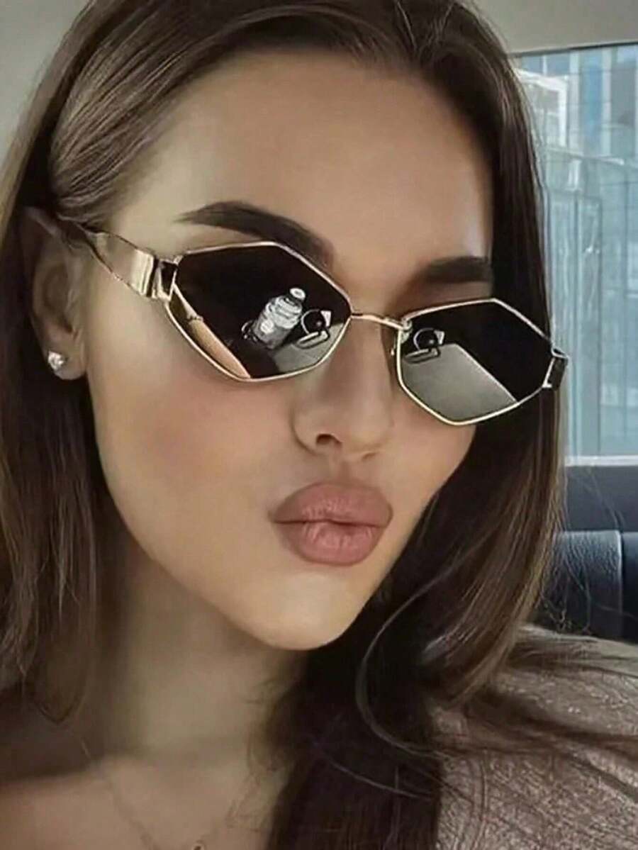 1/2 Pairs Geometric Oval Y2K Summer Women's Fashion Glasses Retro Metal Frame Ins Style Glasses, Suitable For Daily Commute Beach Vacation Street Photography Styling Personalized Glasses - Multicolor - View 1