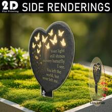 Estaca de jardín conmemorativa con mariposa y corazón, marcador de lápida con texto reconfortante, decoración exterior impermeable en homenaje - A - Ver 3