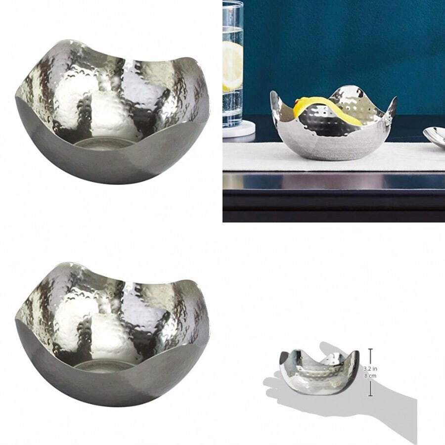 Elegance Hammered 6-Inch Stainless Steel Bowl by Elegance - Plateado - Ver 1