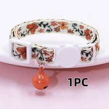 Collar de mascota con campana bordada, diseño de hebilla cómodo y sin rozaduras, correa de cuello ajustable y desmontable, alivio del estrés suave, adecuado para gatos y perros, uso en exteriores, hogar, fiestas, sesiones de fotos, festivales - Multicolor - Ver 9