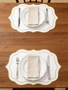 1/2/4pcs, Festive Asymmetric Fabric Placemat, Suitable For Wedding Party Table Decoration Placemat, Christmas, Easter, Valentine's Day, Thanksgiving Table Mat, Coffee Machine Mat, Non-Slip Heat Insulation Mat, Suitable For Wedding Parties, Holiday Celebrations, Picnic Camping, Birthday Banquet Table Decoration Placemat - Multicolor - View 7