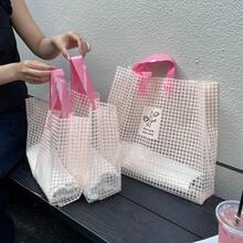 5/10/20 pièces Sacs cadeaux d'entreprise à carreaux roses, sacs d'expédition imperméables à haute adhérence, grande capacité convenant pour les cadeaux, les vêtements et le transport de divers articles; peuvent être utilisés pour la Saint-Valentin, le Nouvel An, les mariages, les fêtes, les cadeaux d'anniversaire. - maille rose - Voir 4