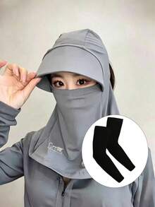1 pieza/2 piezas Sombrero de protección solar integral para mujer, gorro de cuello para ciclismo integrado para sombreado solar de verano para exteriores - Multicolor - Ver 11