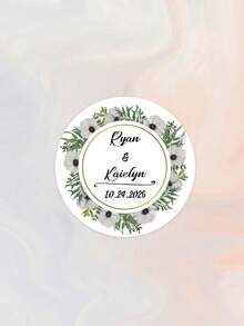 Pegatinas personalizables con texto para fiesta de boda, etiquetas decorativas de tubo de burbujas transparentes. Pegatinas personalizables para recuerdos de boda, etiquetas de agradecimiento floral para regalos de fiesta de compromiso/boda - Multicolor - Ver 46