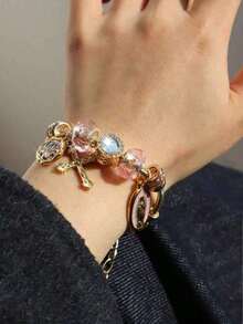 1pc Sparkling Zirconia Charm Bracelet, Religious Charm Bracelet With Virgin Mary Pendant, Adjustable Bracelet - 銀 - 查看 9