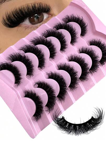7 Pairs Russian Curled Eyelash Extensions, Synthetic Mink Lashes, Natural Thick Fluffy Curly False Eyelashes, Soft Comfortable Cartoon Lashes, Elongated And Volumized, 3D Stereo Craftsmanship, Brightens And Enlarges Eyes, Suitable For Beginners, Versatile For Holidays, Parties And Any Occasions