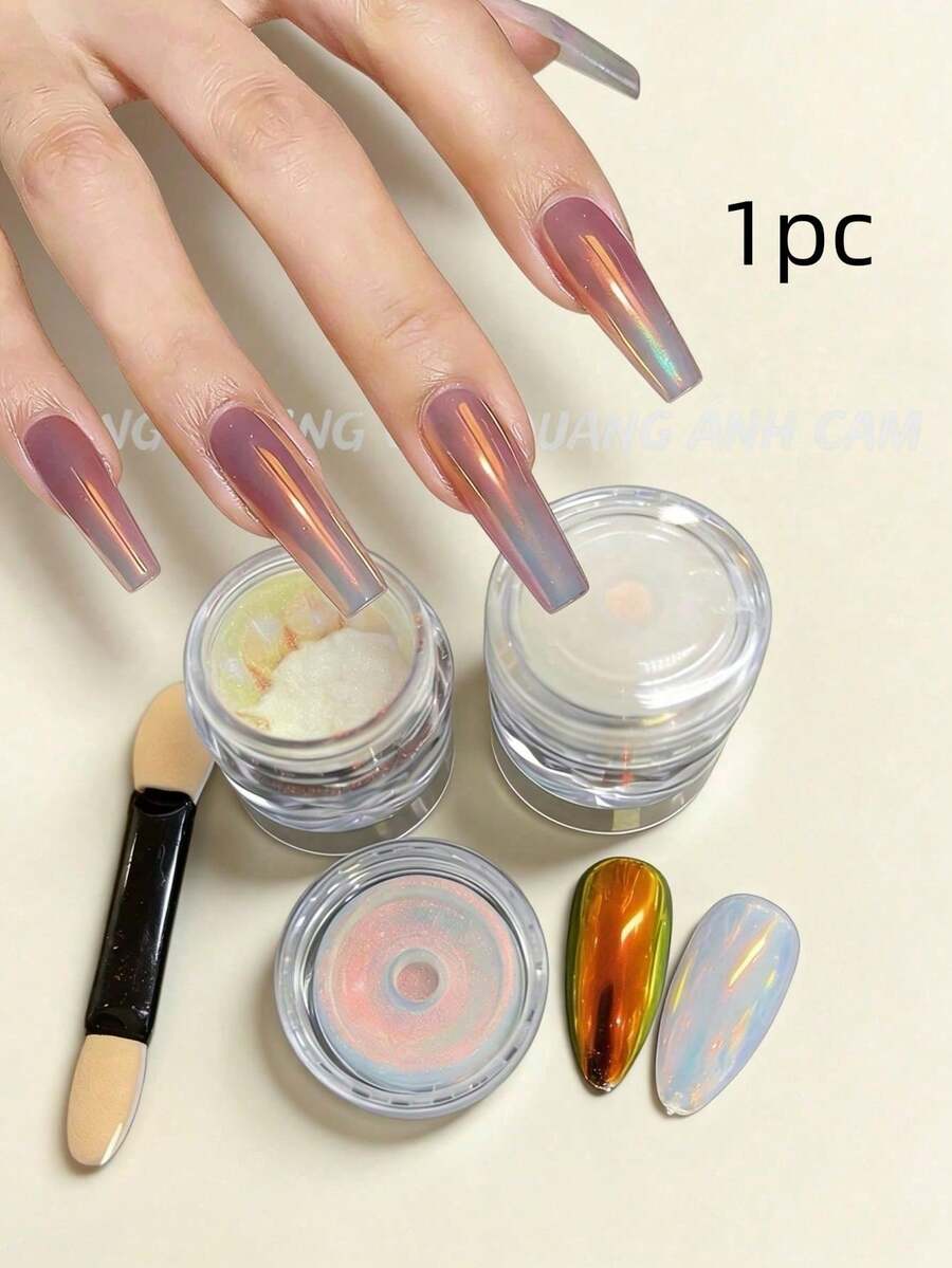 Nail Powder In Multiple Colors, Goddess Effect Gold & Silver Nail Powder, Mermaid White Faux Pearl Powder Y2K Style Nail Powder, Metallic Mirror Glitter Nail Art DIY Decoration - Multicolor - View 1