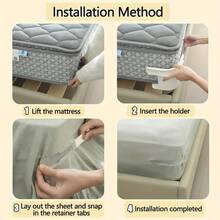 4/8pcs Bed Sheet Fasteners - Non-Slip Mattress Clips, Heavy Duty White - Durable PP Plastic Mattress Corner Straps, Bed Sheet Clips, Fits All Mattress Sizes, Anti-Wrinkle Bedding Fixation Tool, Minimalist Design - Mattress Corner Buckles - View 4