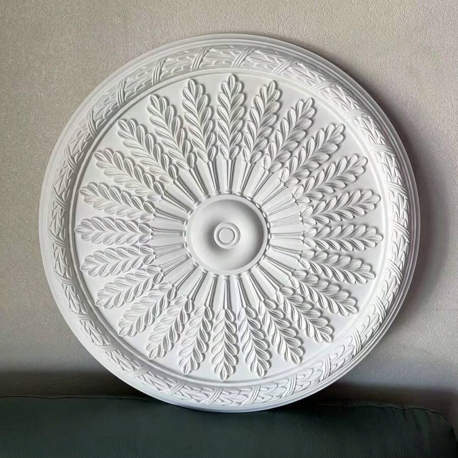 PU Ceiling Medallion Decorative, Lighting Ceiling Medallion Ring For Light Fixtures And Ceiling Fans, (Without Holes) White - D - View 1