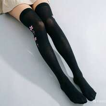 Cartoon Paw Design Over The Knee Socks, Cozy - Black - View 8
