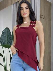 Stylish And Elegant Women's Blouse - 酒紅色 - 查看 5