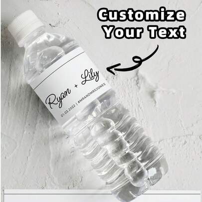 1-60 Pcs Custom Wedding Name Water Bottle Labels - Personalized Celebration Tags, Custom Name Bottle Signs, DIY Waistband Stickers. Suitable For Weddings, Engagements, Birthdays And Anniversaries, As Well As Tearooms, Homes, Gardens And Party Venues. Multifunctional And Customizable, They Are Ideal Gifts For Men, Women, Boyfriends, Girlfriends, Best Men, Bridesmaids, Grooms, Brides, Couples And Friends. Also Perfect For Valentine's Day, Weddings And Engagement Parties.
