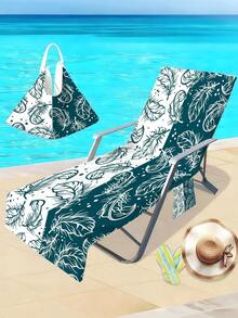1件套羽毛图案沙滩椅套毛巾套装 - 现代风格涤纶面料泳池躺椅套，带便捷口袋 - 轻便速干毛巾，游泳、露营、野餐必备 - 彩色 - 查看 11