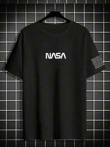 Camiseta Casual Estampada para Hombre Manfinity Homme, Talla Grande - Negro - Ver 8