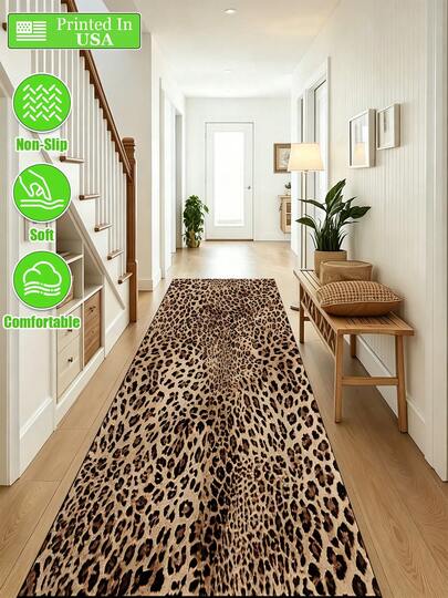 Classic Leopard Print Runner Rug, Neutral Brown And Black Animal Print Non-Slip Hallway Carpet
, Long Hallway Carpet, 2D Flat Kitchen Floor Mat Local Printed Entrance Door Mat Bathroom Mat, Bath Mats Passage Floor Mat Kitchen Carpets, Laundry Room Decorations, Balcony Carpets, Comfortable Standing Mat Home Decorations Gift Non-Slip Polyester Doormats,Party Daily Door Mats Anniversary Party Holiday Valentine's Day Wedding Anniversary Easter Mother's Day Graduation Father's Day Birthdays Anniversaries Thanksgiving, Christmas, Halloween, New Year's Mat Indoor/Outdoor Use, Festive Home Accent, Bathroom Entrance Mat ,Decorative Gift,Suitable For Coffee Machine,Coffee Pot,Faucet Splash Guard And Drain Mat,Counter Tableware Drying Pad,Washable Floor Kitchen,Bathroom,Hides Stains,Super Absorbent,Kitchen Drying Mat,Suitable For Dining Table,Coffee Bar Outdoor Door Mats,Absorbent Mats,Easy Clean Mats,Dish Drying Mat,Countertop,Protector,Rugs For Living Room