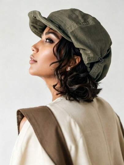 Beret・Vintage Artistic Style Newsboy Cap | Large Three-Dimensional Design, Makes The Face Look Smaller・Casual And Effortless, Versatile | Artistic Style Essential For Women In Spring And Autumn Outings・Vintage Style | And Breathable・Japanese Painter Hat Elements