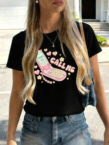 Dam-T-shirts - Svart - Visa 2