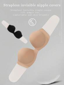 1pc Reusable Adhesive Invisible Bra Sticker, Soft & Comfortable, Suitable For Wedding Photography - Multicolor - View 5