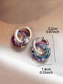 1 Đôi bông tai bằng đồng thiết kế hình học nhiều màu sắc trang nhã, đính đá Cubic Zirconia siêu nhỏ, phù hợp cho đeo hàng ngày, đi nghỉ lễ hoặc dự tiệc. - Nhiều màu - Xem 4