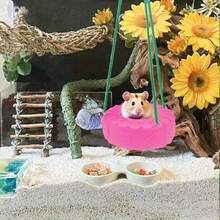Colorful Tire-Shaped Hamster Swing, Small Animal Toy Training Wheel, Hamster Hammock/Rocking Bed, Small Pet Exercise Equipment, Ideal Hamster Cage Game Accessory, Durable Climbing And Play Accessory, Suitable For Hamsters, Guinea Pigs, Squirrels And Parrots, Easy To Hang, Anti-Bite Design - View 6