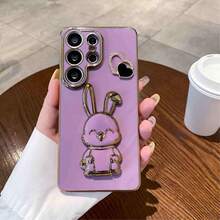 可折叠兔子手机壳，奢华保护套，带防尘孔，兼容 17 Pro Max、Galaxy S24 Ultra/S24 Plus/S24、S23 Ultra/S23 Plus/S23、S22 Ultra/S22 Plus/S22、S21 Ultra/S21 Plus/S21 FE、S20 Ultra/S20 Plus/S20 FE、A5x/C1 2 3 4 5 6 7 8 9/9 8 7 6 5 4 3 2 1 - 紫色 - 查看 4
