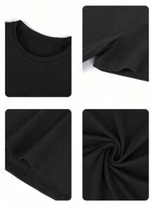 Men's Short-Sleeved T-Shirt With A Round Neck And Simple Design - Black - View 9