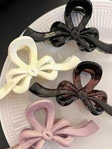 1pc Large 13cm Matte Frosted Hair Claw Clip, Suitable For Daily Use,Travel,Birthday - Pink Bow - View 3