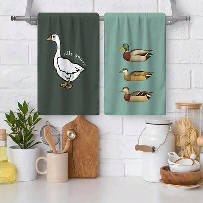 Bộ 2/4 khăn lau bát đĩa in hình vịt, chất liệu microfiber siêu thấm hút, khăn lau bếp hiện đại, khăn lau chén bát, khăn mềm mại và thấm hút cao, trang trí nhà bếp, quà tặng cho hàng xóm, mẹ, sinh nhật, tân gia cho bạn bè, phụ kiện nhà bếp, vật dụng thiết yếu hàng ngày.