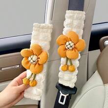 2个可爱汽车安全带套,柔软毛绒云朵肩垫,成人适用,蓬松冬季安全带垫,卡通安全带垫,粉色毛绒小羊、蝴蝶结星星、蝴蝶结小狗、蝴蝶结云朵、蝴蝶结粉色云朵 - 多款式 - 查看 6
