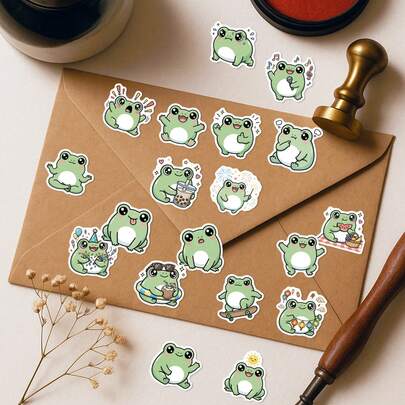 56 miếng dán hình ếch xanh dễ thương Kawaii, nhiều hình dán hoạt hình động vật ngộ nghĩnh, thích hợp cho cuộc sống hàng ngày, trang trí sổ lưu niệm, nhật ký, sổ kế hoạch, đồ dùng văn phòng phẩm, đồ thủ công tự làm cho trẻ em.