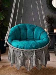Luxury Macrame Swing Cushion Set (Cushions Only) – 2 Pieces In Der Turkei - Cadet Blue - View 3