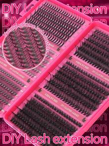 CMAYOME 576/684/708/720簇大容量DIY假睫毛，可选择10D-150D卷度的仿貂毛，打造高密度单簇假睫毛，套装包含胶水、镊子和刷子，用于打造柔软自然的睫毛效果。 - 彩色 - 查看 7