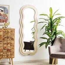Gương toàn thân 160x60cm, khung nhung mềm mại, kiểu lượn sóng, có thể để sàn hoặc treo tường, màu trắng ấm. - 160X60cm A - Xem 7
