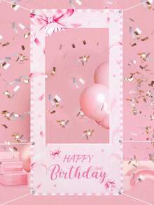 1 pieza Marco de fotos con lazo rosa, tela de fondo de marco rosa para fiesta de cumpleaños, decoración de cumpleaños de niña, recuerdo de baby shower, decoración de baby shower, suministros para bebé, accesorio para photobooth de feliz cumpleaños, telón de fondo para photobooth de fiesta, fondo rosa, decoración de cumpleaños rosa, suministros de fiesta de bebé, decoración de cumpleaños con lazo rosa, decoración rosa con lazo para cumpleaños, suministros de fondo para fiesta festiva - Multicolor - Ver 10