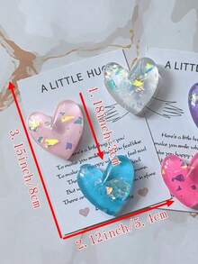 5pcs/Set Heart-Shaped Resin Pocket Hug Cards, Multi-Color Love Theme Greeting Cards With Invitation Pocket, Unique Gift For Birthday, Wedding, Christmas, Valentine's Day, Heartfelt Gesture To Keep For Friends And Family - Nhiều màu - Xem 2