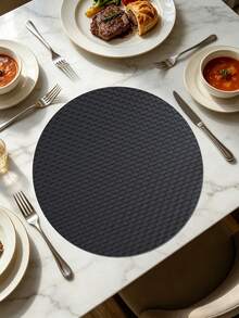 1/120pcs Round PU Leather Placemats, Waterproof & Oil-Resistant Decorative Mats, Washable Tableware Pads, Non-Slip & Odorless Protective Mats, Suitable For Restaurants, Cafes, Homestays, Perfect For Holidays, Parties, Gatherings, Birthdays, Weddings, Dinner Parties - Multicolor - View 2