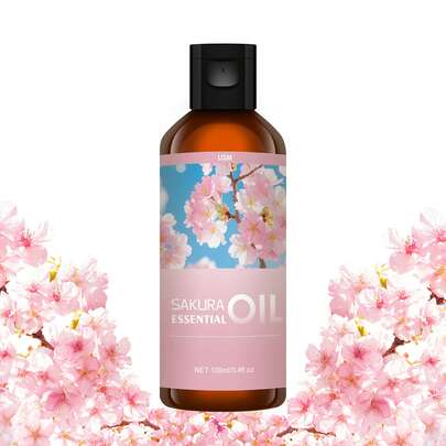 LISM 100ml & 30ml Sakura Essential Oil, Made With Pure Sakura Oil, Suitable For Aromatherapy, Humidifier, Car Diffuser, Diffuser, Candle Making, Air Purification, Air Freshening, Valentine's Day, Wedding Supplies